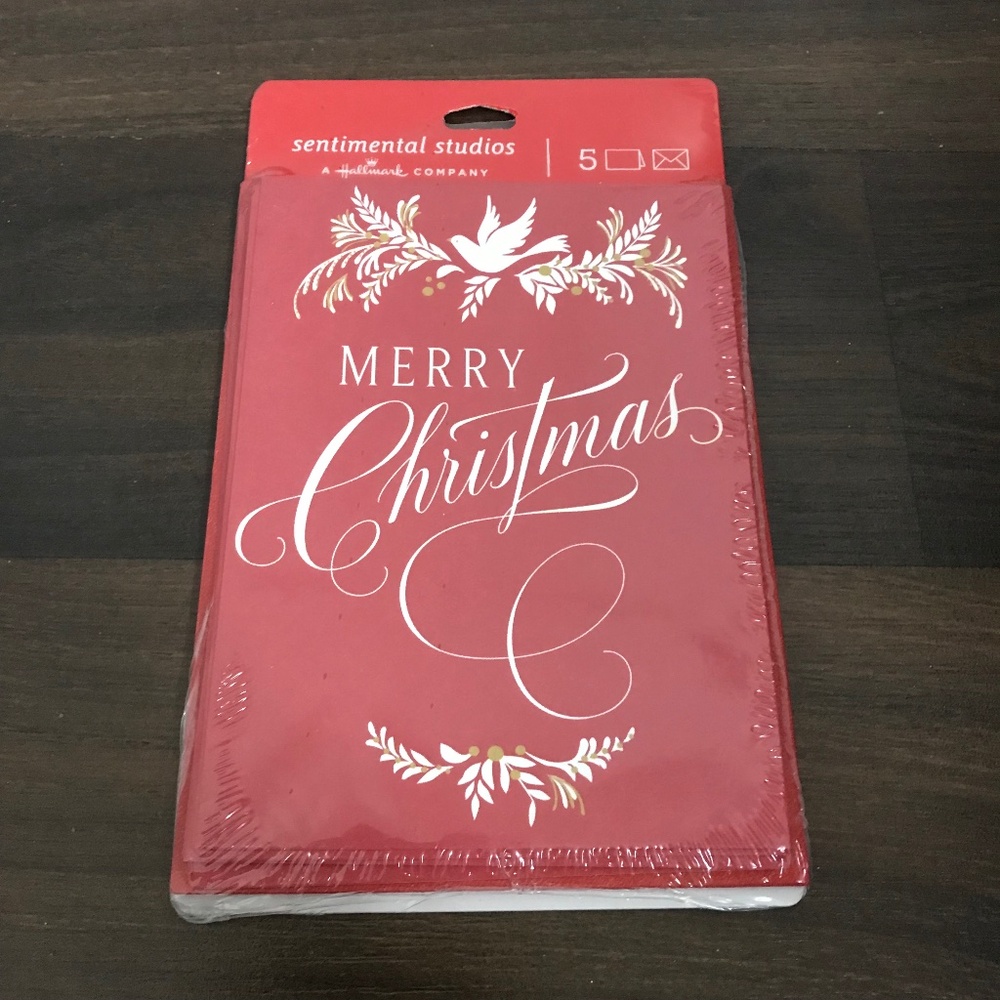 NEW 5 PACK Hallmark Sentimental Studios Merry Christmas Cards Envelopes